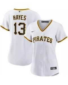 Women's Pittsburgh Pirates #13 Ke'Bryan Hayes White Home Limited Stitched Baseball Jersey (White)