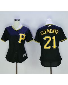 Women's Pittsburgh Pirates #21 Roberto Clemente Black Alternate Stitched MLB Jersey