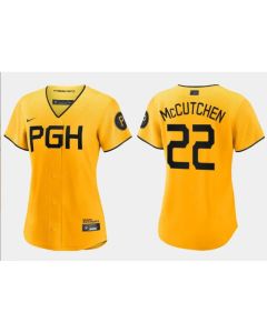 Women's Pittsburgh Pirates #22 Andrew McCutchen Gold 2023 City Connect Stitched Jersey