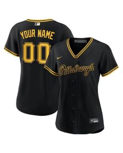 Women's Pittsburgh Pirates Black Stitched Baseball Custom Jersey (Black)