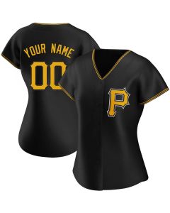 Women's Pittsburgh Pirates Black Stitched Baseball Custom Jersey (Style 2)
