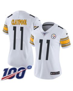 Women's Pittsburgh Steelers #11 Chase Claypool White Vapor 100th Season Limited Stitched NFL Jersey(Run Small)