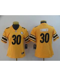 Women's Pittsburgh Steelers #30 James Conner Gold Inverted Legend Stitched NFL Jersey(Run Small)
