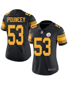 Women's Pittsburgh Steelers #53 Maurkice Pouncey Black Color Rush Limited Stitched NFL Jersey(Run Small)