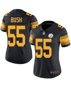 Women's Pittsburgh Steelers #55 Devin Bush Black Color Rush Limited Stitched NFL Jersey(Run Small)