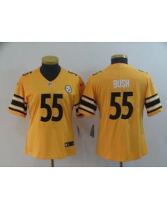 Women's Pittsburgh Steelers #55 Devin Bush Gold Inverted Legend Stitched NFL Jersey(Run Small)