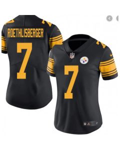 Women's Pittsburgh Steelers #7 Ben Roethlisberger Black Color Rush Limited Stitched NFL Jersey(Run Small)
