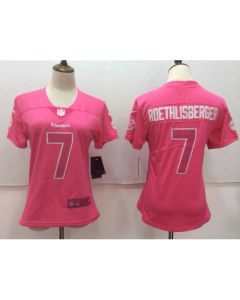 Women's Pittsburgh Steelers #7 Ben Roethlisberger Pink Limited Rush Fashion Stitched NFL Jersey