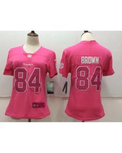 Women's Pittsburgh Steelers #84 Antonio Brown Pink Stitched NFL Limited Rush Fashion Jersey