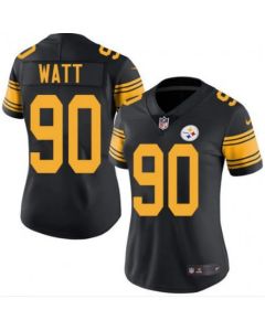 Women's Pittsburgh Steelers #90 T.J. Watt Black Color Rush Limited Stitched NFL Jersey(Run Small)
