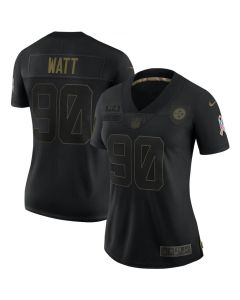Women's Pittsburgh Steelers #90 T. J. Watt Black Salute To Service Limited Stitched NFL Jersey(Run Small)