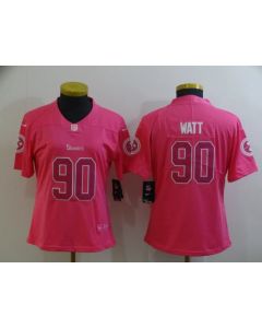 Women's Pittsburgh Steelers #90 T. J. Watt Pink Vapor Untouchable Limited Stitched NFL Jersey