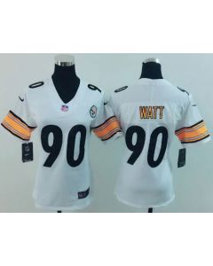 Women's Pittsburgh Steelers #90 T. J. Watt White Vapor Untouchable Limited Stitched NFL Jersey