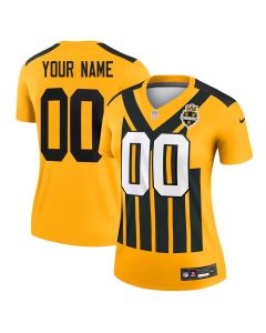 Women's Pittsburgh Steelers Custom Gold Alternate 1933 Throwback Game Jersey (Gold)