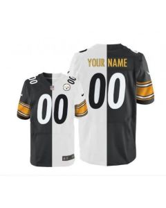 Women's Pittsburgh Steelers Custom White/Black Stitched NFL Elite Split Jersey