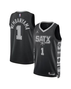 Women's San Antonio Spurs #1 Victor Wembanyama Black Swingman Statement Edition Jersey