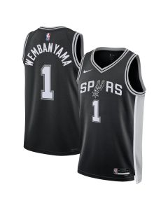 Women's San Antonio Spurs #1 Victor Wembanyama Nike Black 2023 NBA Draft First Round Pick Swingman Icon Edition Jersey