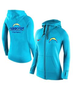 Women's San Diego Chargers Full-Zip Performance Hoodie Light Blue