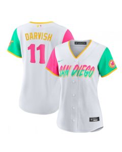 Women's San Diego Padres #11 Yu Darvish 2022 White City Connect Cool Base Stitched Baseball Jersey(Run Small)