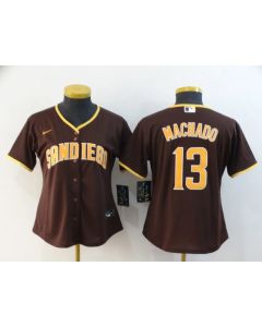 Women's San Diego Padres #13 Manny Machado Brown Cool Base Stitched MLB Jersey(Run Small) (Brown)