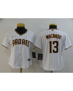 Women's San Diego Padres #13 Manny Machado White Cool Base Stitched MLB Jersey(Run Small)