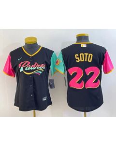 Women's San Diego Padres #22 Juan Soto Black City Connect Stitched Baseball Jersey(Run Small)