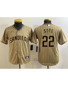 Women's San Diego Padres #22 Juan Soto Brown Cool Base Stitched Baseball Jersey(Run Small) (Brown)