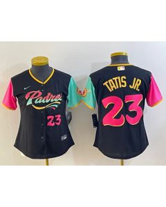 Women's San Diego Padres #23 Fernando Tatis Jr. Black City Connect With Patch Stitched Baseball Jersey(Run Small)