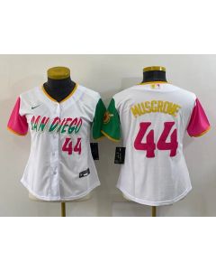 Women's San Diego Padres #44 Joe Musgrove 2022 White City Connect Cool Base Stitched Baseball Jersey(Run Small) (White)