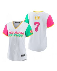Women's San Diego Padres #7 Ha Seong Kim 2022 White City Connect Cool Base Stitched Baseball Jersey(Run Small) (White)