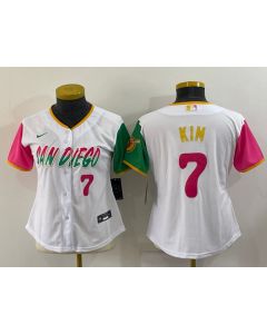 Women's San Diego Padres #7 Ha Seong Kim 2022 White City Connect Cool Base Stitched Baseball Jersey(Run Small)