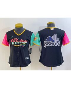 Women's San Diego Padres Black Team Big Logo City Connect Stitched Baseball Jersey(Run Small)