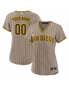 Women's San Diego Padres Brown Home Replica Custom Jersey (Brown)