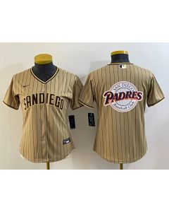 Women's San Diego Padres Tan Team Big Logo Stitched Baseball Jersey(Run Small)