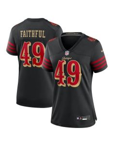 Women's San Francisco 49ers #49 The Faithful Black Rivalries Collection F.U.S.E. Vapor Limited Stitched Jersey (Black)