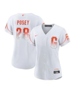 Women's San Francisco Giants #28 Buster Posey White City Connect Cool Base Stitched Jersey(Run Small)