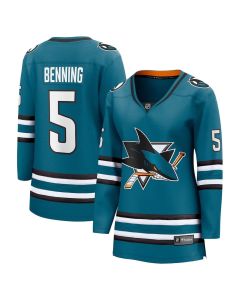 Women's San Jose Sharks #5 Matt Benning Teal Home Player Jersey