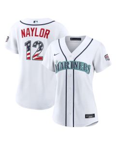 Women's Seattle Mariners #12 Josh Naylor Nike White USA 250 Fourth of July Home Stadium Jersey (White)