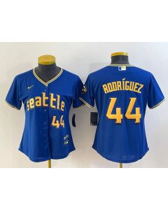 Women's Seattle Mariners #44 Julio Rodriguez Royal 2023 City Connect With Patch Stitched Baseball Jersey(Run Small)