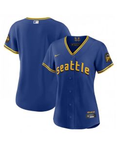 Women's Seattle Mariners Blank Royal 2023 City Connect Stitched Baseball Jersey(Run Small)