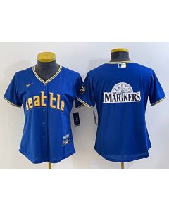 Women's Seattle Mariners Royal 2023 City Connect Team Big Logo Stitched Baseball Jersey(Run Small)