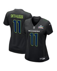 Women's Seattle Seahawks #11 Jaxon Smith-Njigba Black Super Bowl LX Patch Carbon Fashion Game Jersey (Black)