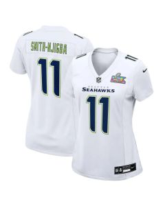 Women's Seattle Seahawks #11 Jaxon Smith-Njigba White Super Bowl LX Patch Tundra Fashion Game Jersey (White)