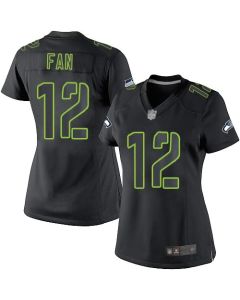 Women's Seattle Seahawks #12 Fan Black Impact Limited Stitched NFL Jersey