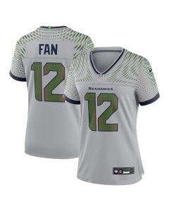 Women's Seattle Seahawks #12 Fan Gray Rivalries Collection Game Jersey (Gray)
