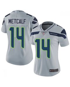 Women's Seattle Seahawks #14 D.K. Metcalf Grey Vapor Untouchable Stitched Jersey(Run Small)
