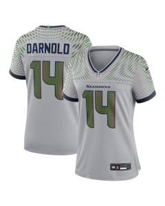 Women's Seattle Seahawks #14 Sam Darnold Gray Rivalries Collection Game Stitched Jersey (Gray)