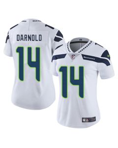 Women's Seattle Seahawks #14 Sam Darnold White Vapor Limited Stitched Football Jersey (White)