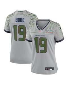 Women's Seattle Seahawks #19 Jake Bobo Gray Super Bowl LX Rivalries Collection Game Stitched Jersey