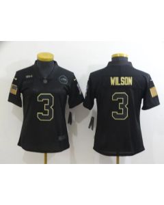 Women's Seattle Seahawks #3 Russell Wilson Black Salute To Service Limited Stitched Jersey(Run Small)